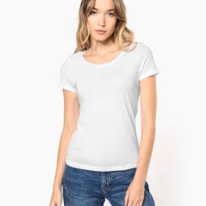 T-shirt Bio col à bords francs manches courtes femme