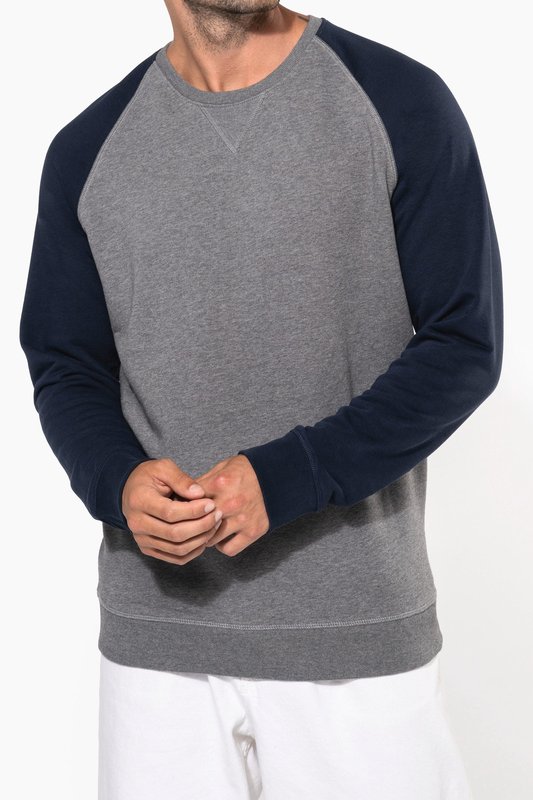 Sweat-shirt French Terry Bio bicolore col rond manches raglan homme – Image 19