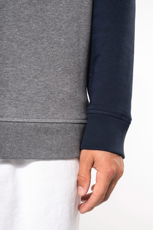 Sweat-shirt French Terry Bio bicolore col rond manches raglan homme – Image 8