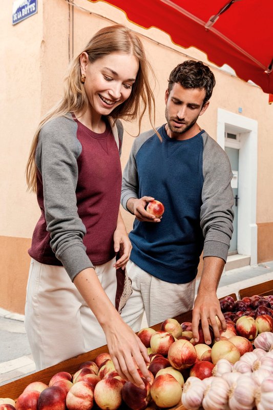 Sweat-shirt French Terry Bio bicolore col rond manches raglan homme – Image 14