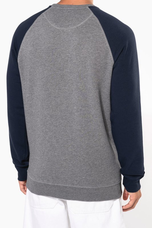 Sweat-shirt French Terry Bio bicolore col rond manches raglan homme – Image 20