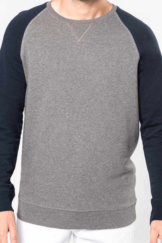 Sweat-shirt French Terry Bio bicolore col rond manches raglan homme – Image 13
