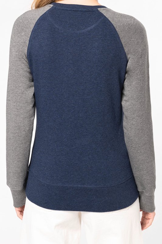 Sweat-shirt French Terry Bio bicolore col rond manches raglan femme – Image 13