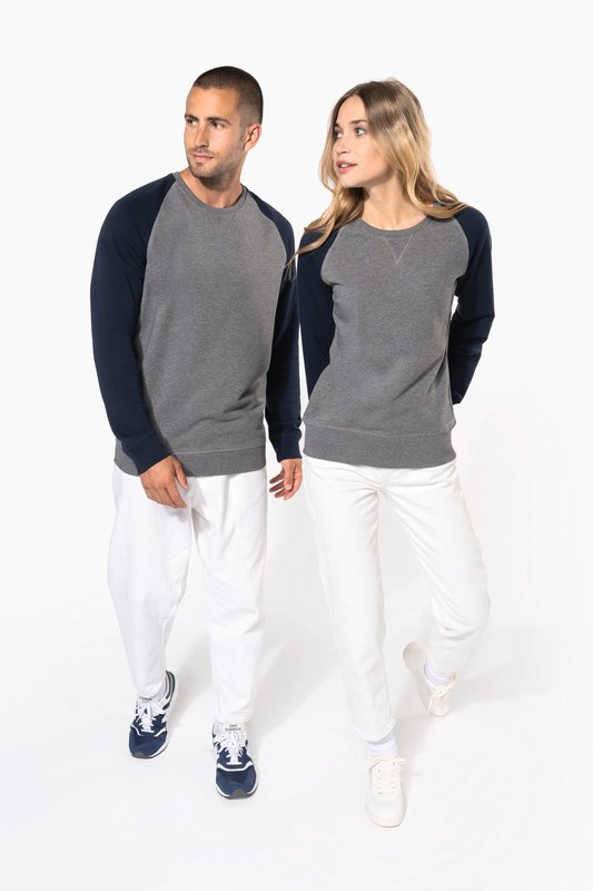 Sweat-shirt French Terry Bio bicolore col rond manches raglan femme – Image 12
