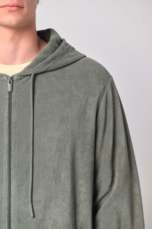 Sweat-shirt écoresponsable en éponge zippé à capuche homme – Image 10