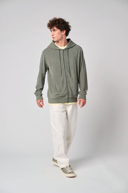 Sweat-shirt écoresponsable en éponge zippé à capuche homme – Image 3