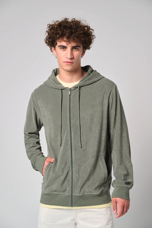 Sweat-shirt écoresponsable en éponge zippé à capuche homme