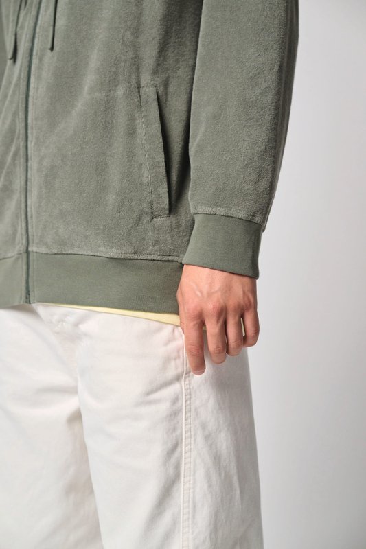 Sweat-shirt écoresponsable en éponge zippé à capuche homme – Image 7