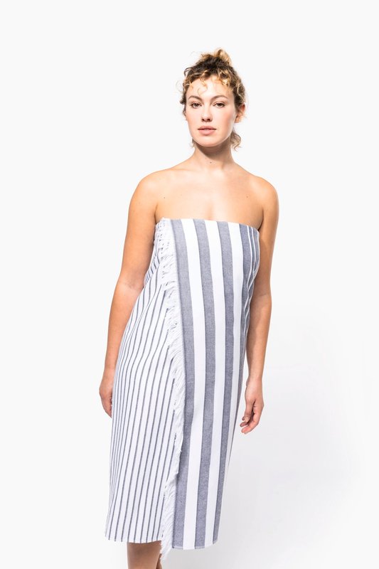 Fouta rayée avec franges – Image 2