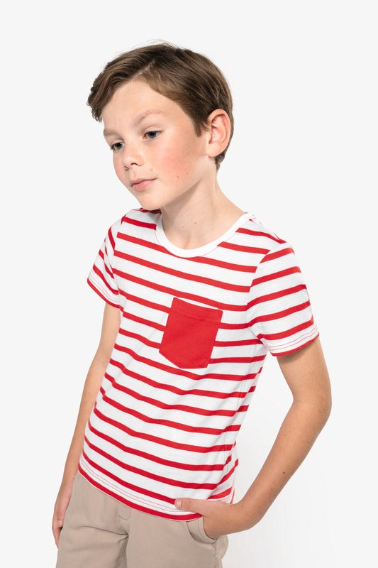 T-shirt rayé marin avec poche manches courtes enfant – Image 4