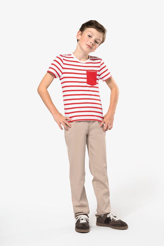 T-shirt rayé marin avec poche manches courtes enfant – Image 15