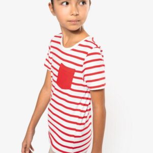 T-shirt rayé marin avec poche manches courtes enfant