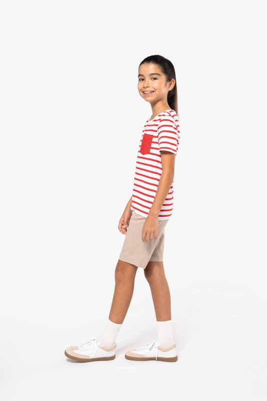 T-shirt rayé marin avec poche manches courtes enfant – Image 9