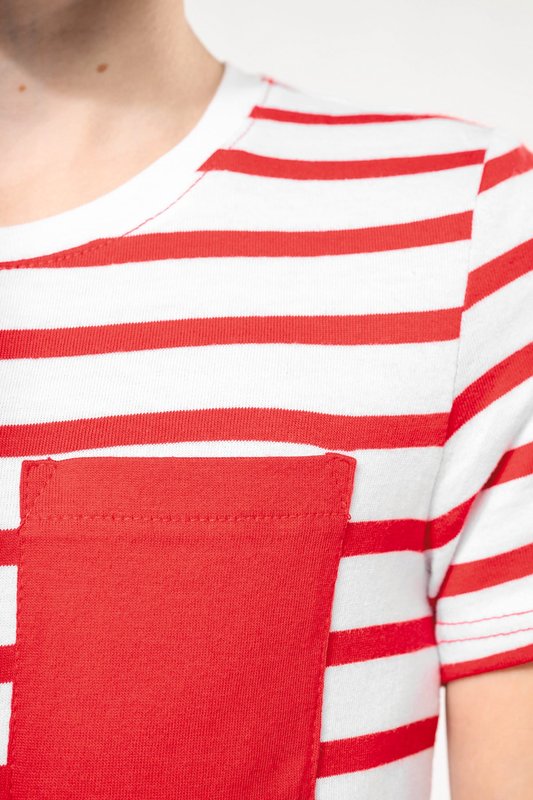T-shirt rayé marin avec poche manches courtes enfant – Image 7