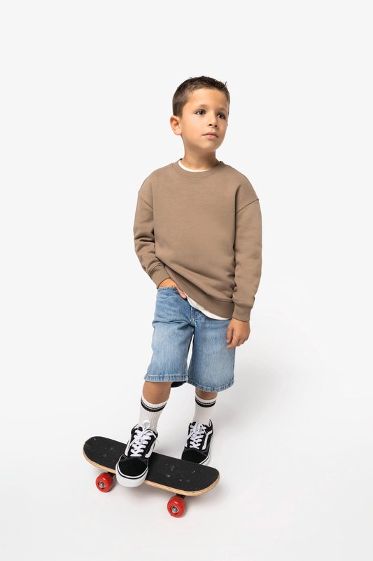 Sweat-shirt écoresponsable à col rond oversize enfant – Image 4