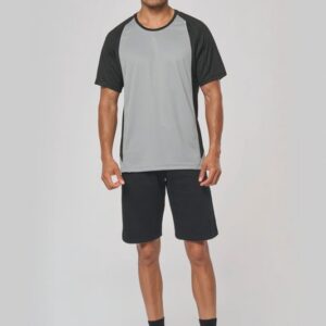 T-shirt de sport bicolore manches courtes unisexe