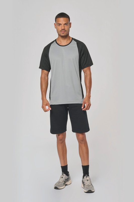 T-shirt de sport bicolore manches courtes unisexe