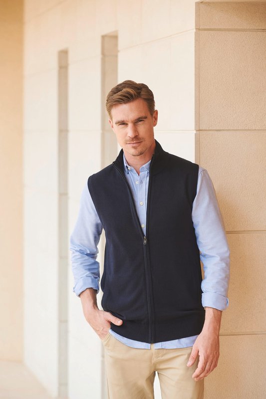 Pull zippé sans manches pour homme