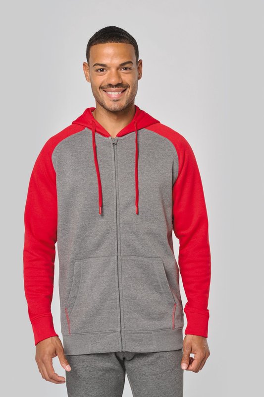 Veste molleton zippée capuche bicolore unisexe – Image 4