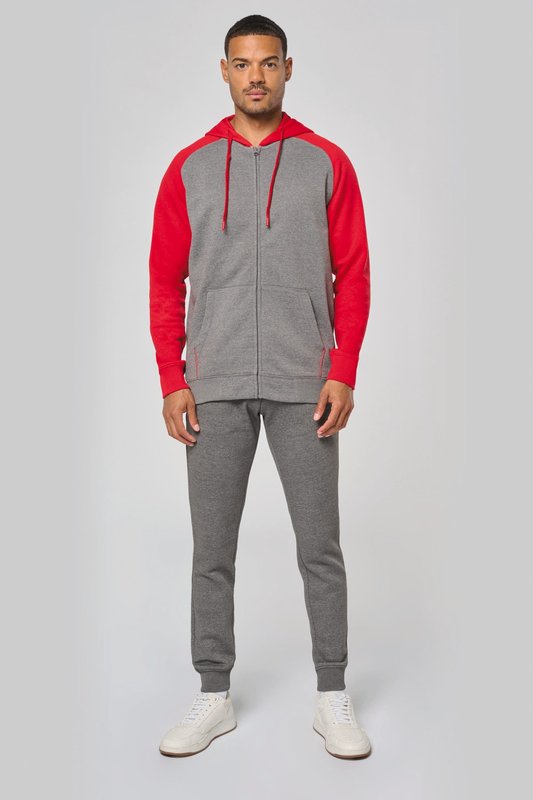 Veste molleton zippée capuche bicolore unisexe – Image 6