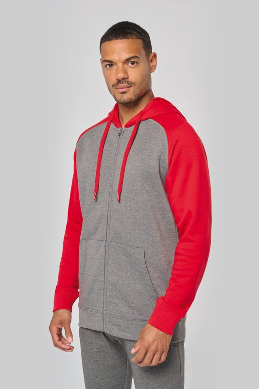 Veste molleton zippée capuche bicolore unisexe