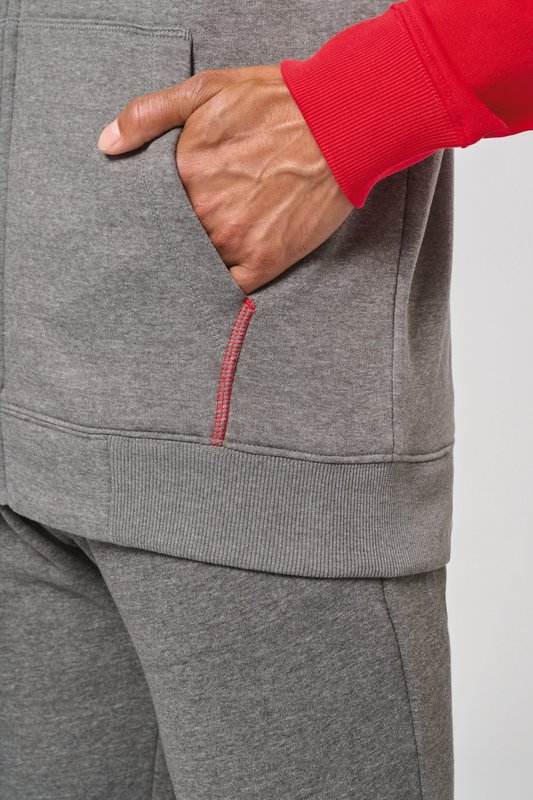 Veste molleton zippée capuche bicolore unisexe – Image 12