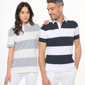 Polo rugby rayé manches courtes unisexe