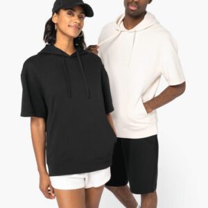 Sweat-shirt écoresponsable à capuche à épaules tombantes manches courtes French Terry unisexe
