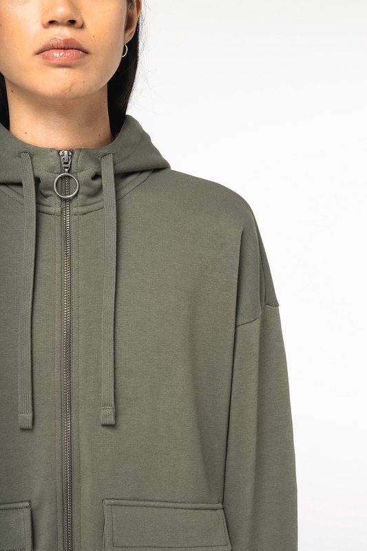 Sweat-shirt écoresponsable zippé à capuche French Terry femme – Image 6