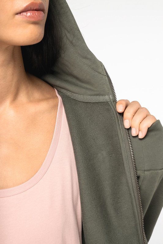 Sweat-shirt écoresponsable zippé à capuche French Terry femme – Image 9