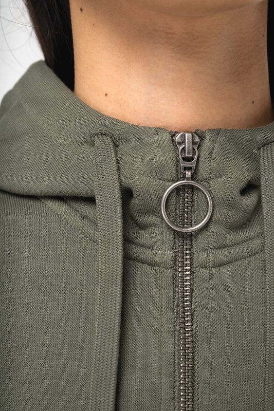 Sweat-shirt écoresponsable zippé à capuche French Terry femme – Image 7