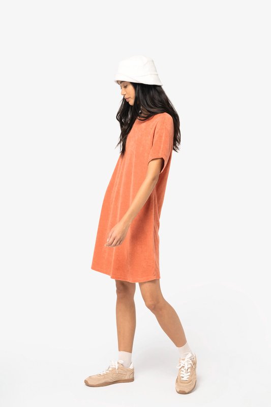 Robe t-shirt écoresponsable en éponge à épaules tombantes femme – Image 3