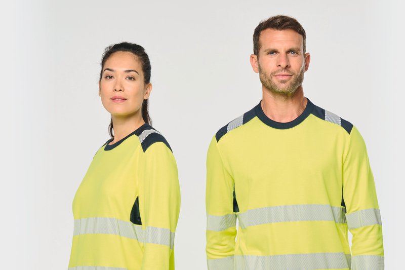 T-shirt de sécurité recyclé col rond manches longues unisexe – Image 15