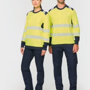 T-shirt de sécurité recyclé col rond manches longues unisexe