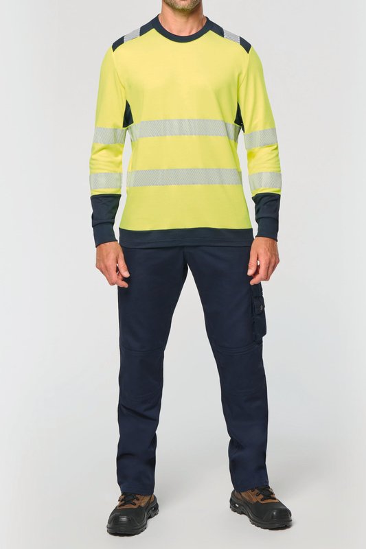 T-shirt de sécurité recyclé col rond manches longues unisexe – Image 17