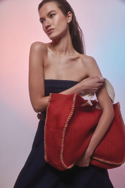 Sac en jute avec coutures contrastées – Image 4