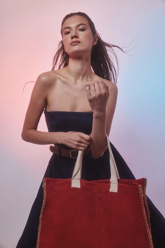 Sac en jute avec coutures contrastées – Image 7