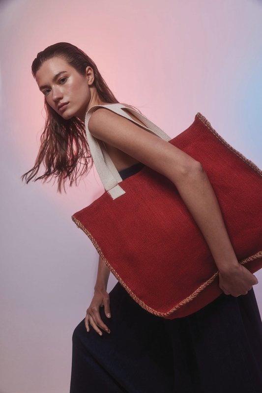 Sac en jute avec coutures contrastées – Image 8