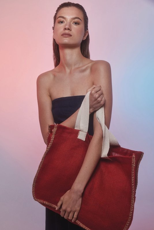 Sac en jute avec coutures contrastées – Image 6