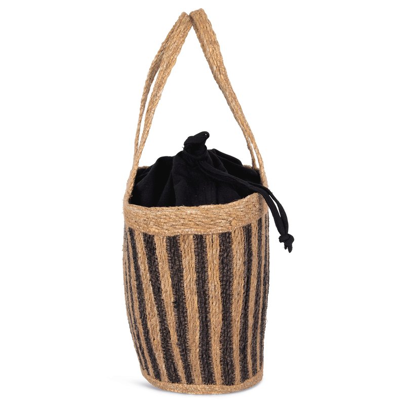 Sac panier rayé en jonc de mer – Image 4