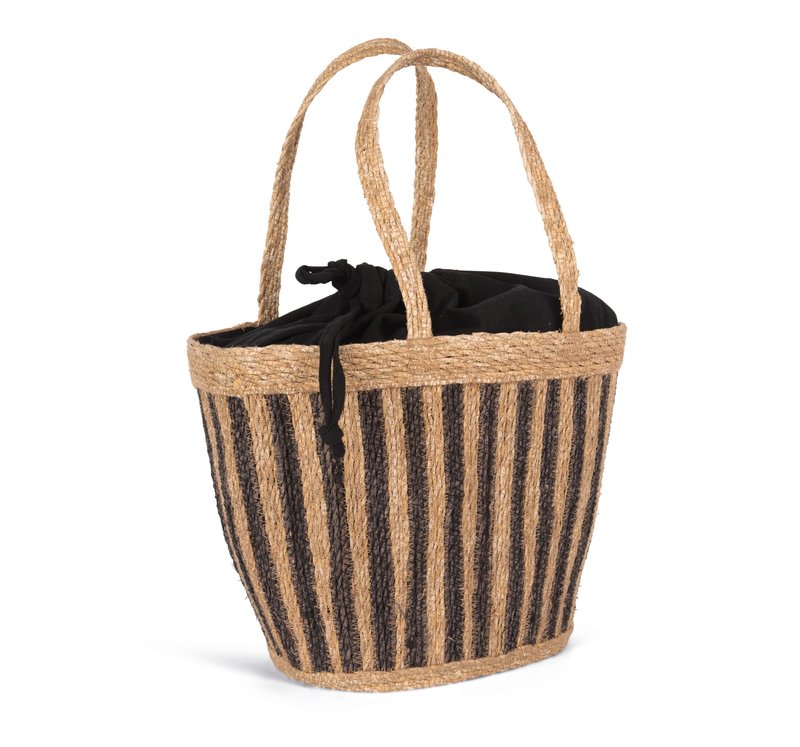 Sac panier rayé en jonc de mer – Image 3