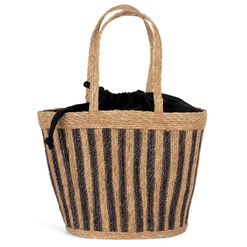 Sac panier rayé en jonc de mer