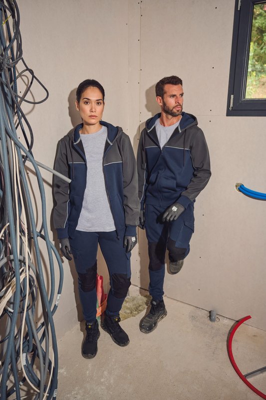 Veste molleton bicolore zippée à capuche écoresponsable unisexe – Image 38