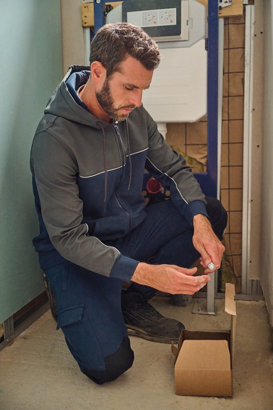 Veste molleton bicolore zippée à capuche écoresponsable unisexe – Image 35