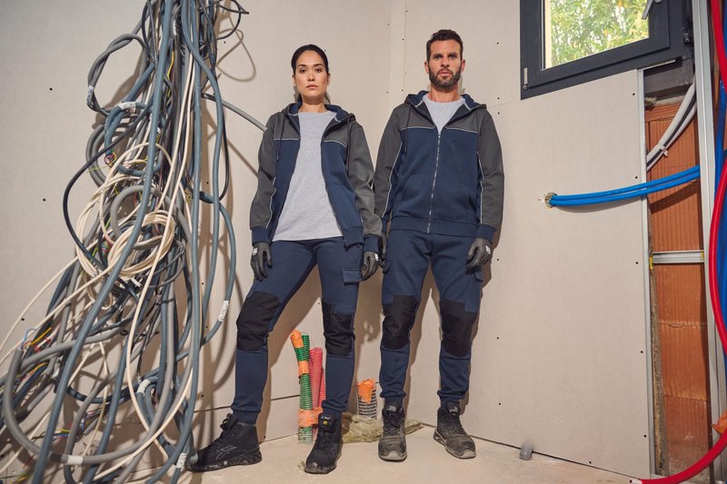 Veste molleton bicolore zippée à capuche écoresponsable unisexe – Image 41