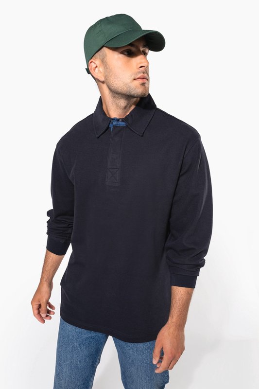 French rib > polo côtelé manches longues