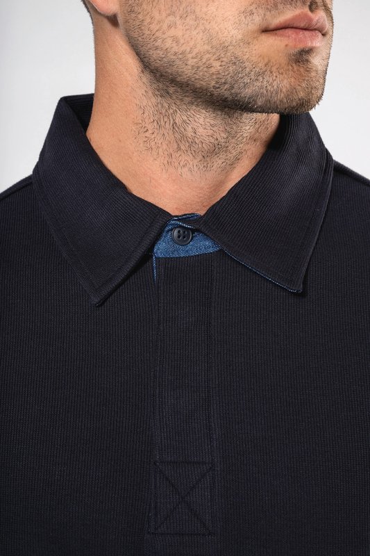 French rib > polo côtelé manches longues – Image 6