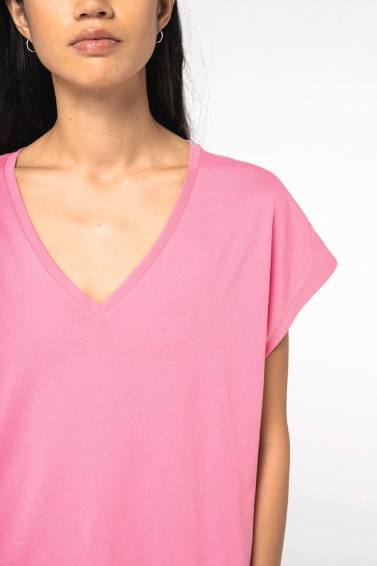 T-shirt écoresponsable loose à col V femme – Image 6