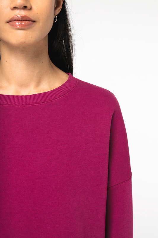 Sweat-shirt écoresponsable à col rond oversize crop femme – Image 7