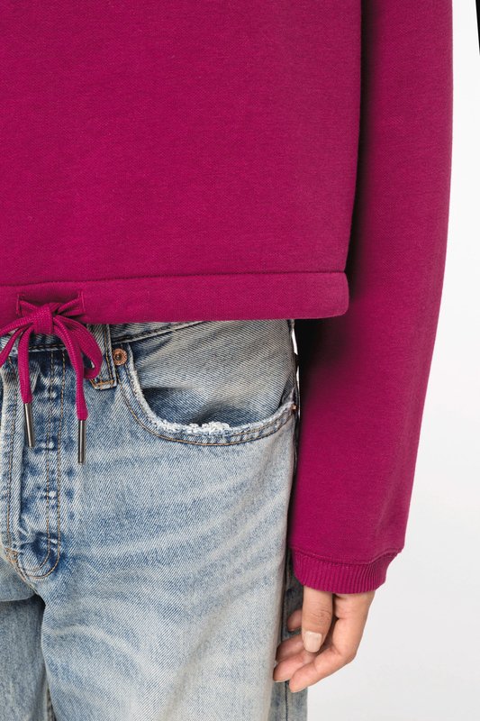 Sweat-shirt écoresponsable à col rond oversize crop femme – Image 8